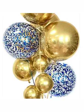 Deluxe Royal Blue Glitter and Gold Balloon Bouquet