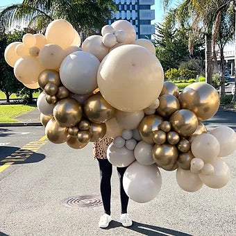 2.5m MIDI Gold and sand inflated Grab and go balloon Garland
