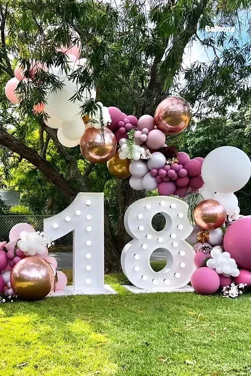 18 Light up numbers and ballon garland floral package - Balloonz