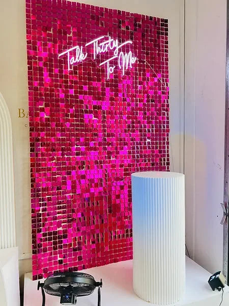 Hot Pink Shimmer wall and neon signage - Balloonz