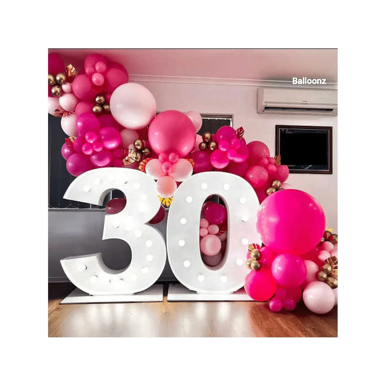30th Light up number hire and balloons package - Balloonz