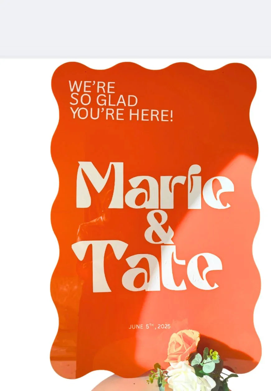 Retro Orange Welcome Sign – Wavy Edge Statement Board - Balloonz