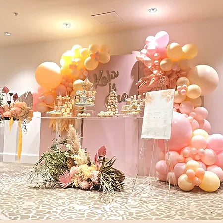 Pastel Balloon 1st Birthday Full backdrop and set up in pastel colour way