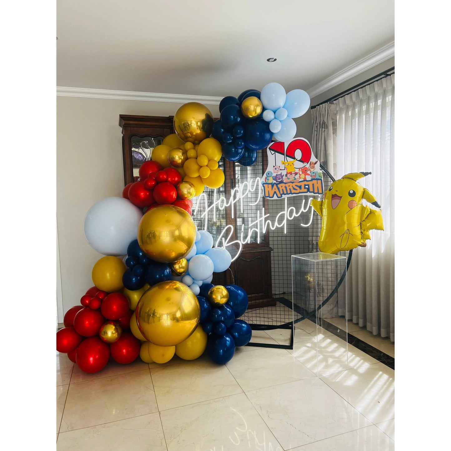Pokemon black mesh disk backdrop with balloons - Balloonz