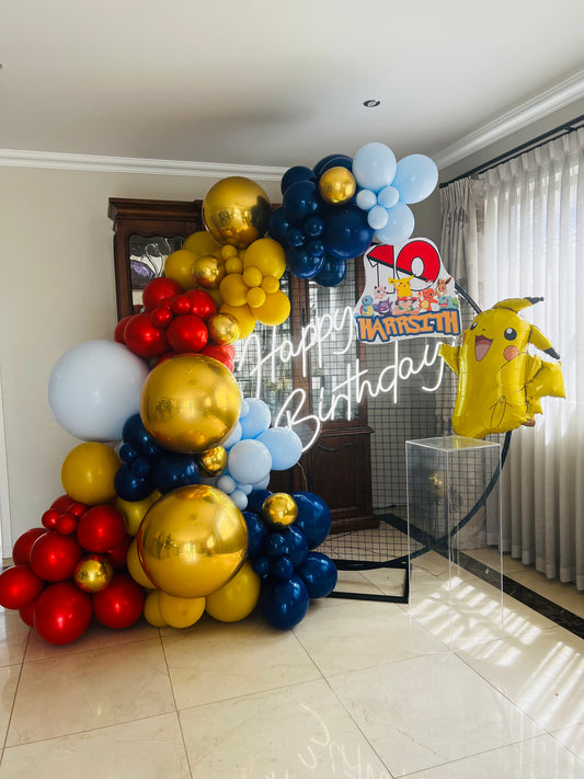 Pokemon black mesh disk backdrop with balloons