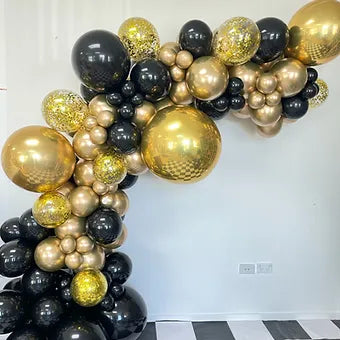 3-4m Infalted Black and Gold Balloon Galand Grab and go
