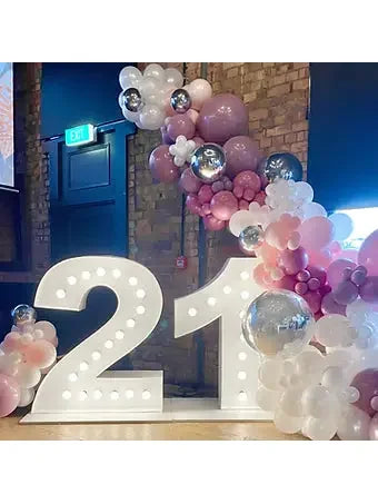 Giant illuminated 21 number hire for a 21st birthday in Auckland