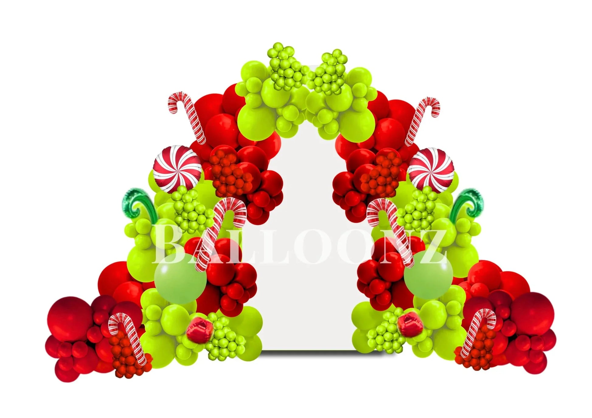 Grinch Christmass backdrop Arch with balloons - Balloonz