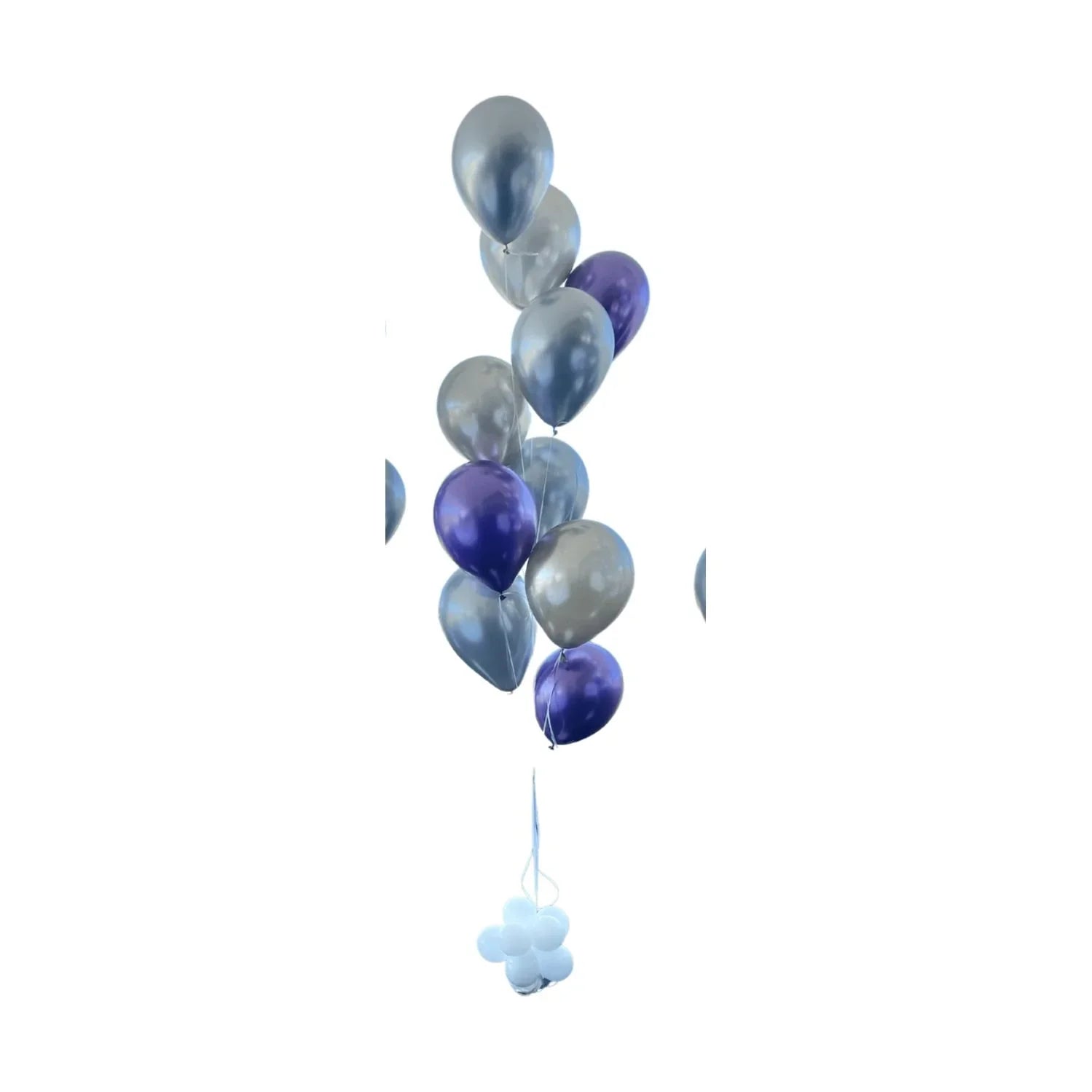 Silver and Chrome purple - helium balloon bouquet 10 regular size balloons - Balloonz