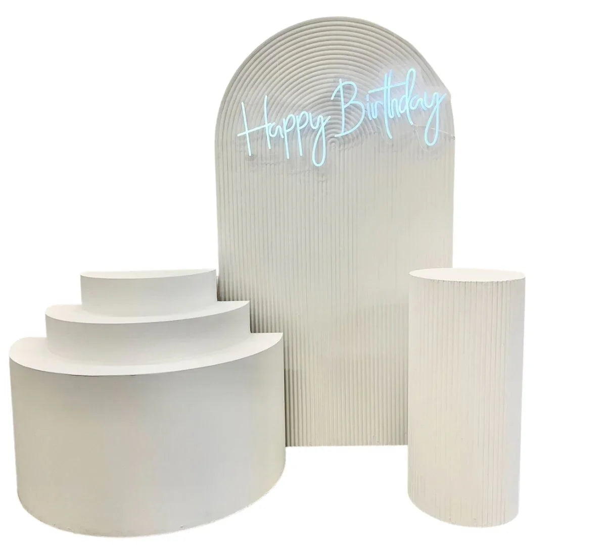 Ripple backdrop and dessert table set- neon Happy birthday - Balloonz