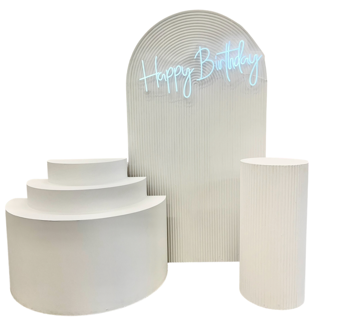 Ripple backdrop and dessert table set- neon Happy birthday  Balloonz   
