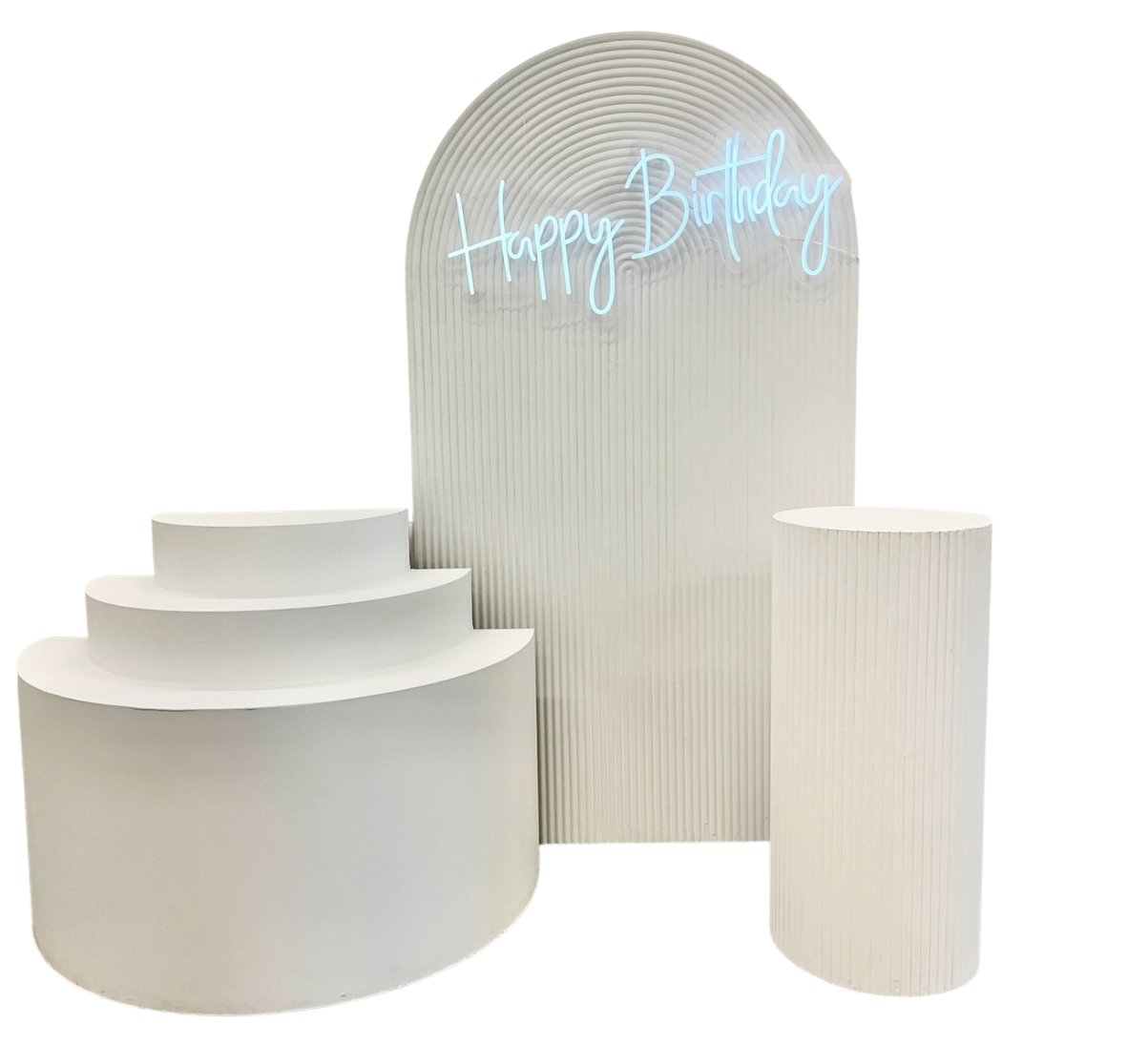 Ripple backdrop and dessert table set - neon Happy birthday