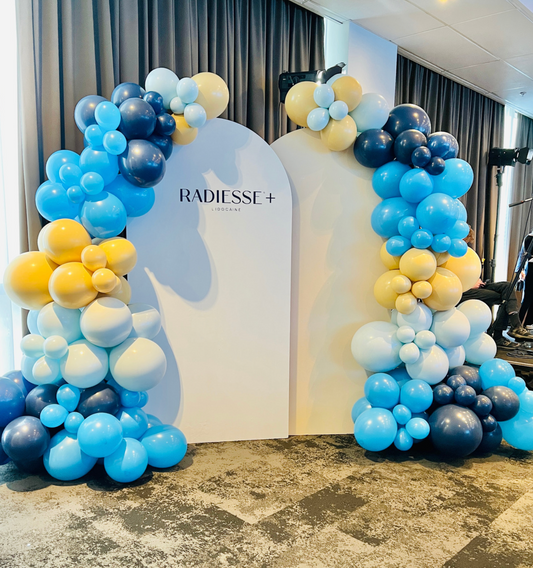 2 Corporate Archway and balloon garland display with custom logo