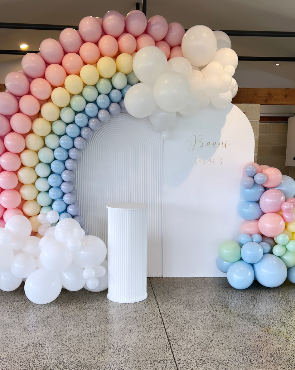 Rainbow balloon and ripple backdrop cake set birthday decorations