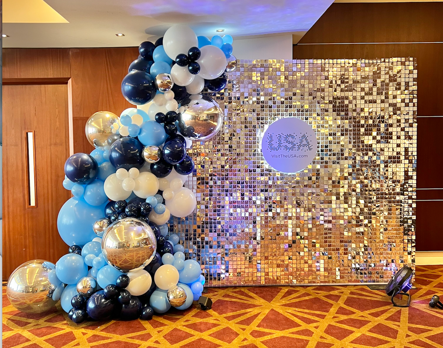 Corporate Shimmer wall  Backdrop and balloon garland display #2