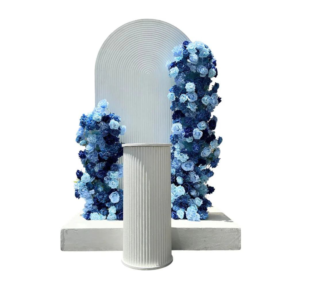 Dark blue and light blue floral and Ripple backdrop arrangment - Balloonz