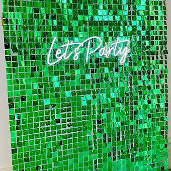 Green Shimmer Wall Hire / DIY / 1.4m Wide and 2.1m High