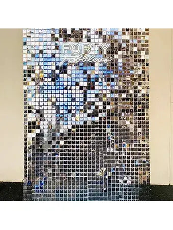 2.1m High by !.4m wide -DIY- Silver Shimmer Wall Hire