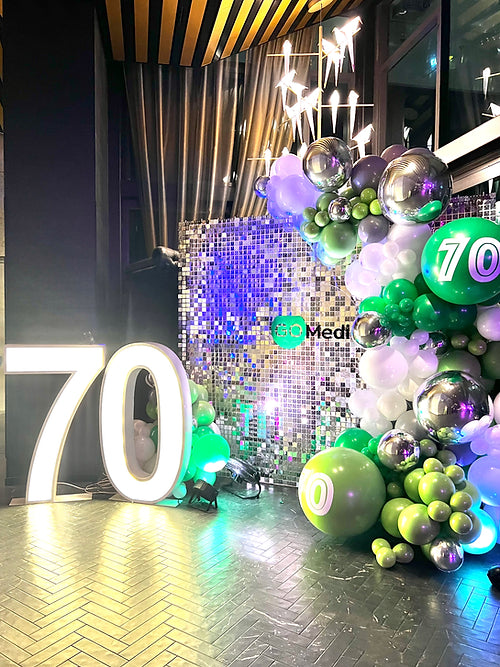Silver shimmer wall package with logo Balloon Balloonz   