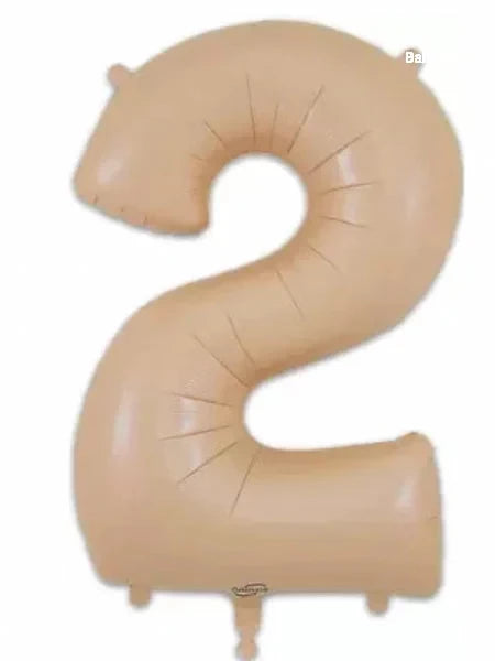 86cm Nude Number 2 Foil Balloons filled with Helium