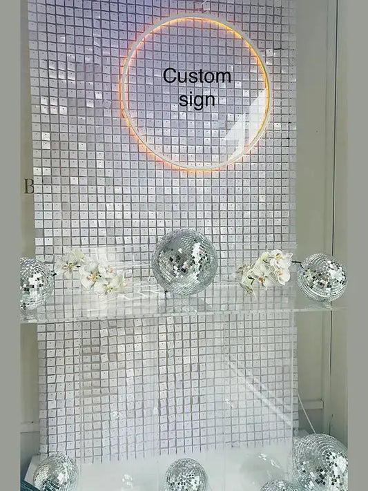 White Shimmer Wall Ghost Table | White Shimmerwall Hire | Balloonz