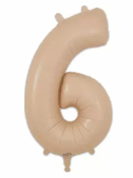 86cm Nude Number 6 Foil Balloon filled with Helium