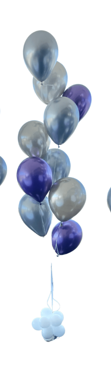 Silver and Chrome purple - helium balloon bouquet 10 regular size balloons