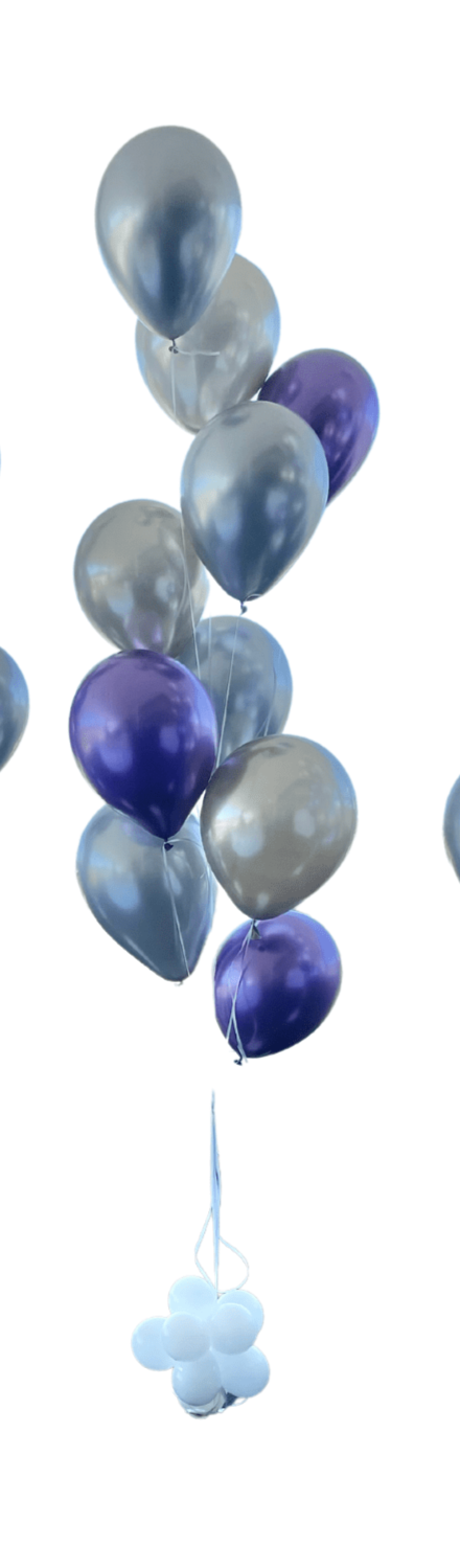Silver and Chrome purple - helium balloon bouquet 10 regular size balloons  Balloonz   